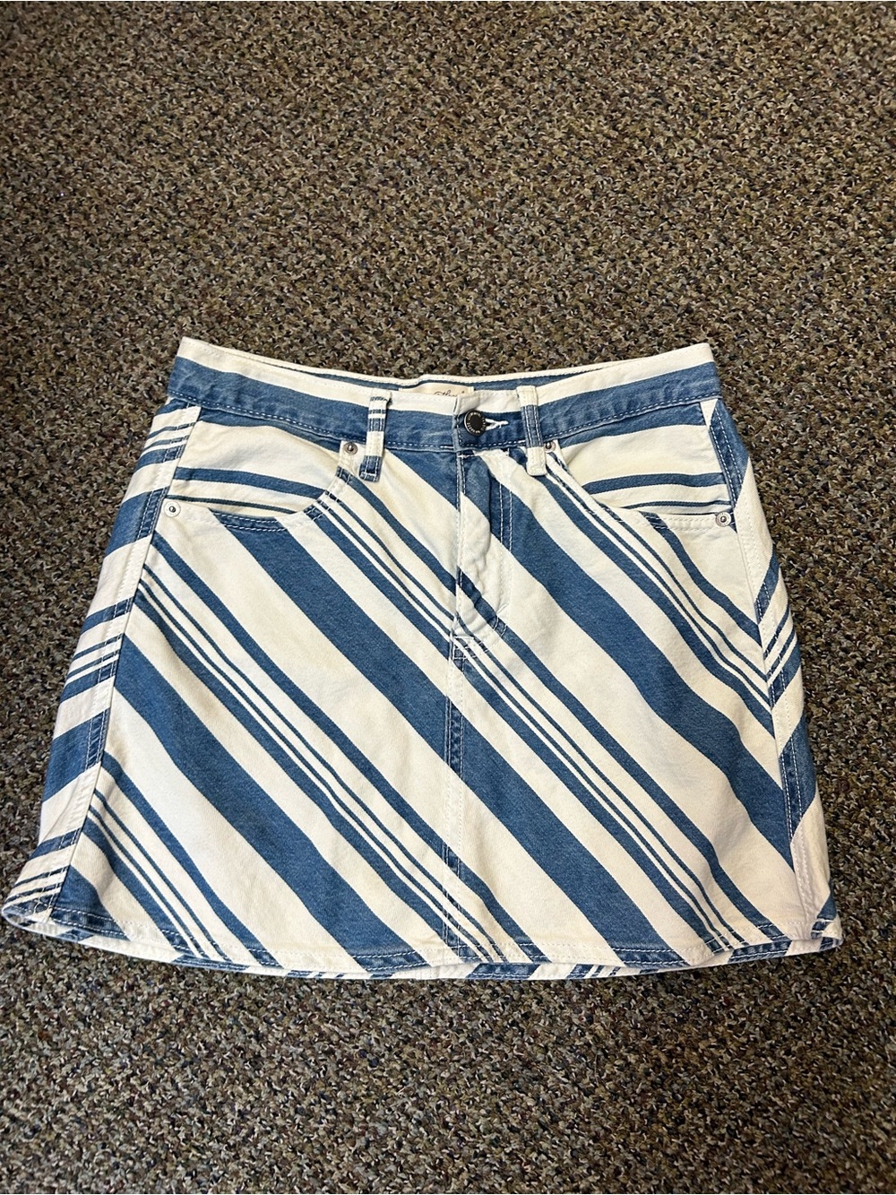 Universal Thread Blue and White Striped Denim Skirt
